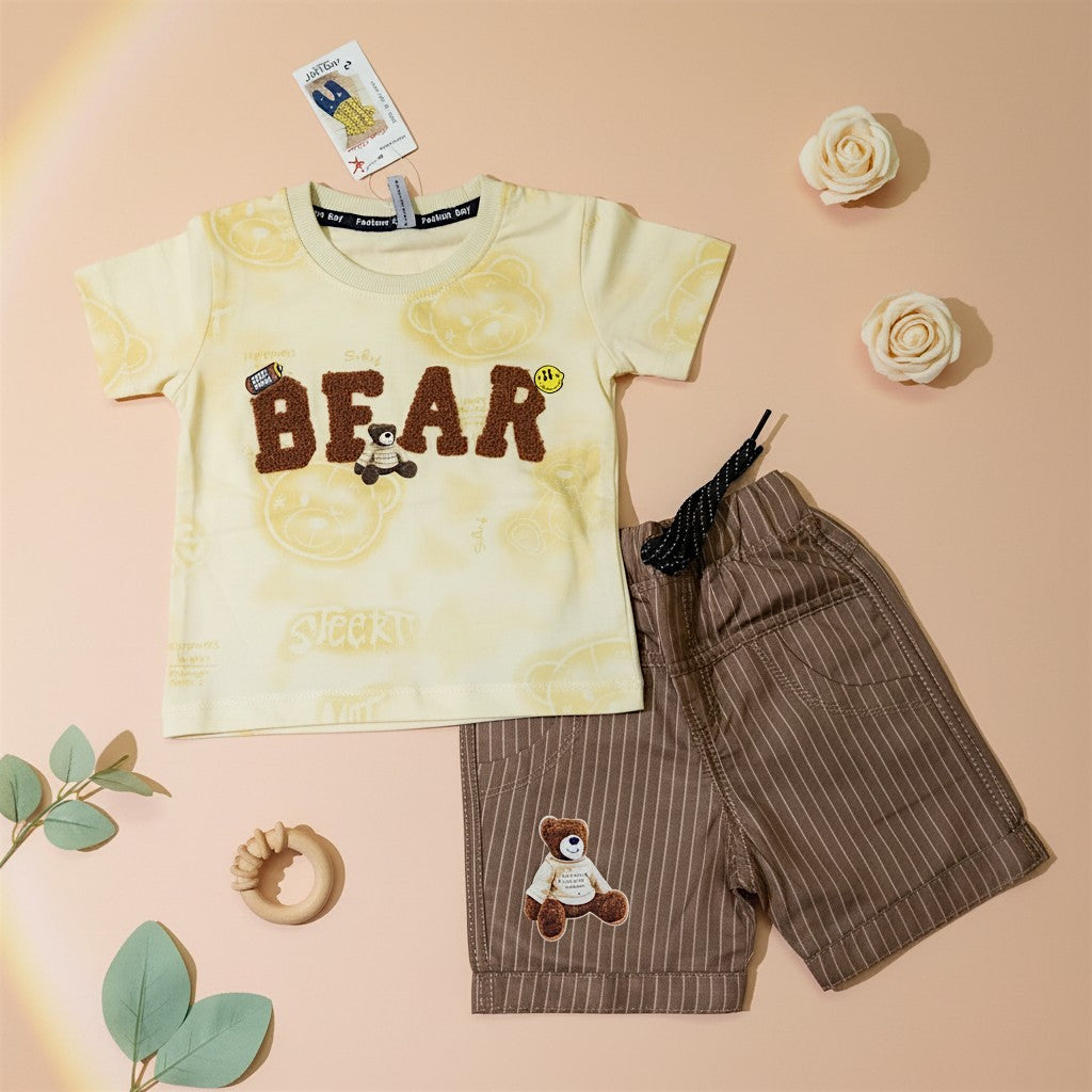 Bear Infant 2-Piece Set (T-Shirt + Striped Shorts)