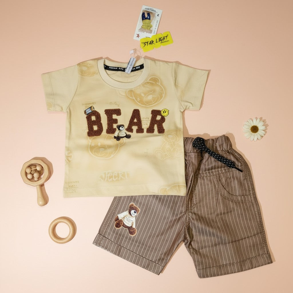 Bear Infant 2-Piece Set (T-Shirt + Striped Shorts)