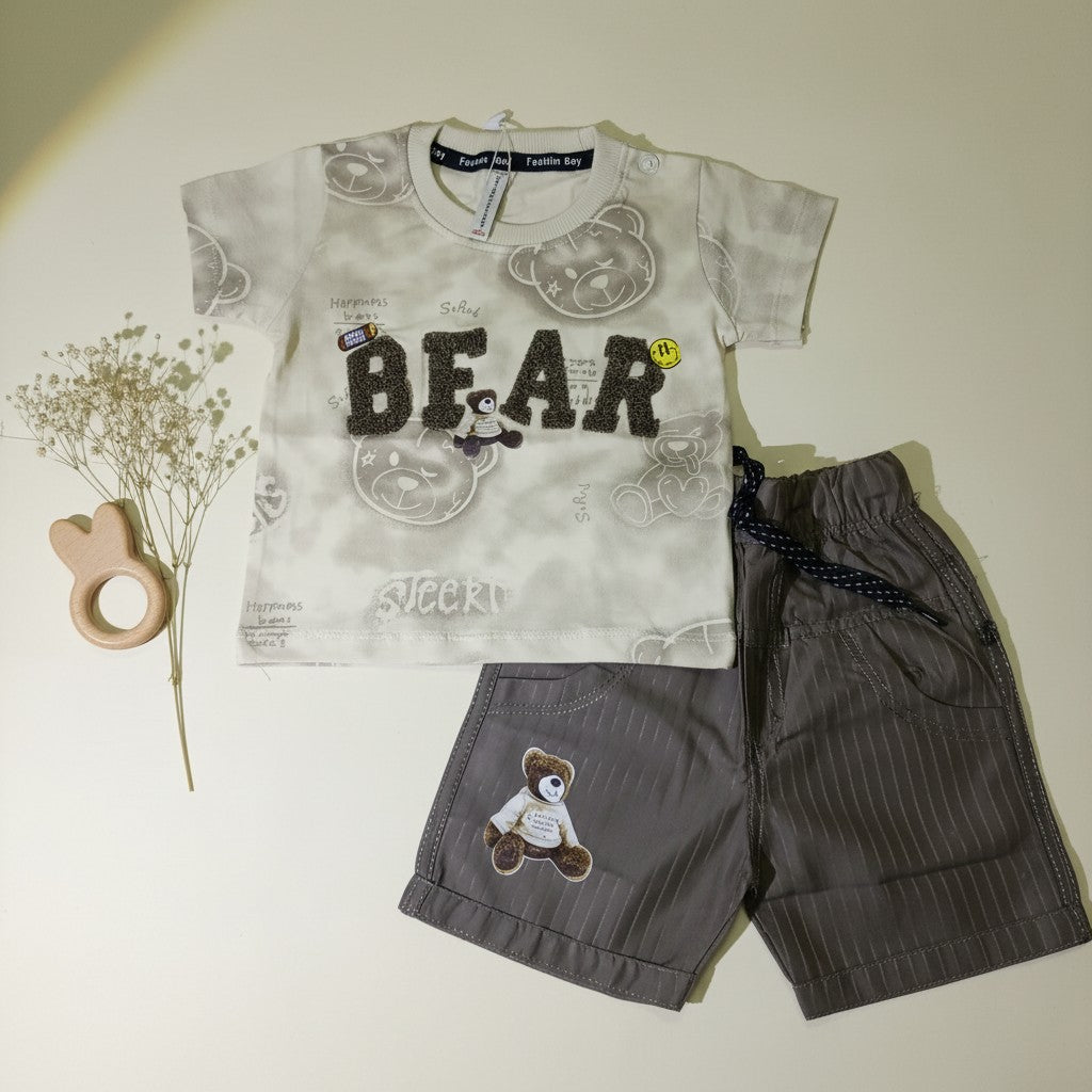 Bear Infant 2-Piece Set (T-Shirt + Striped Shorts)