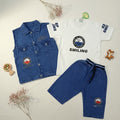 Keep Smiling Denim Vest Tee & Shorts 3-Piece Set