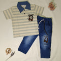 Heart Freedom Music Striped Polo & Denim Jeans Set