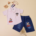 Baby Boys Buddy Bear Striped Shirt & Denim Shorts Set