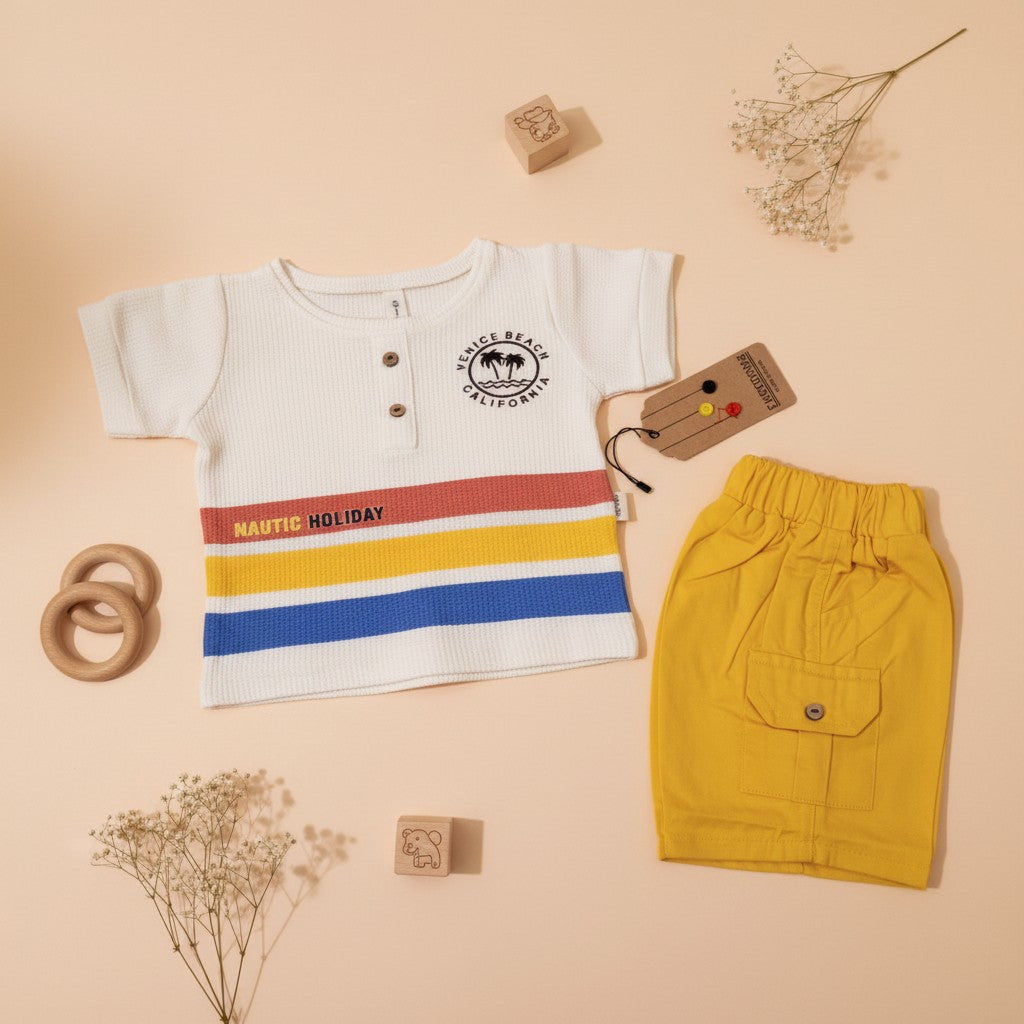 Nautic Holiday Venice Beach Striped Shirt & Shorts Set