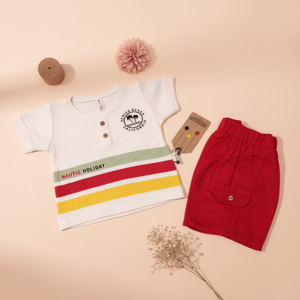 Nautic Holiday Venice Beach Striped Shirt & Shorts Set