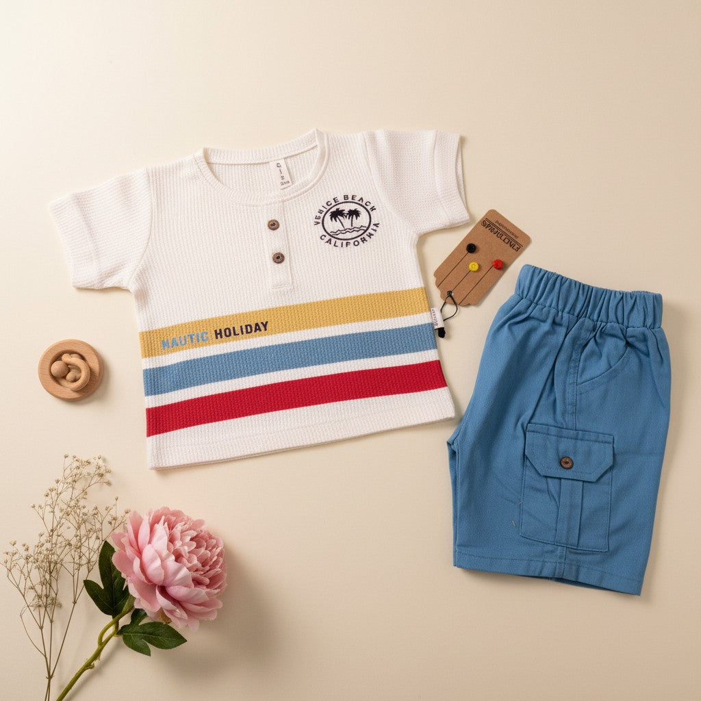 Nautic Holiday Venice Beach Striped Shirt & Shorts Set