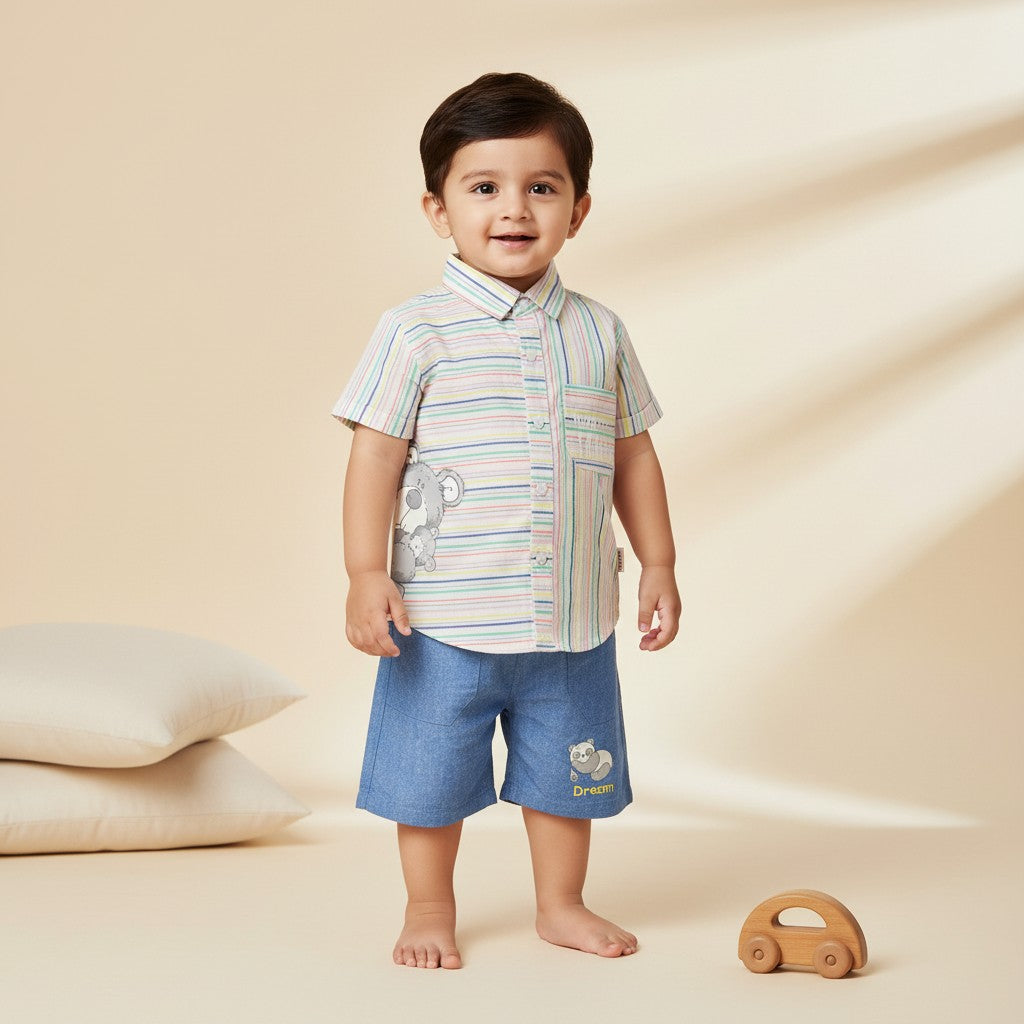 Dream Koala Striped Shirt & Shorts Set