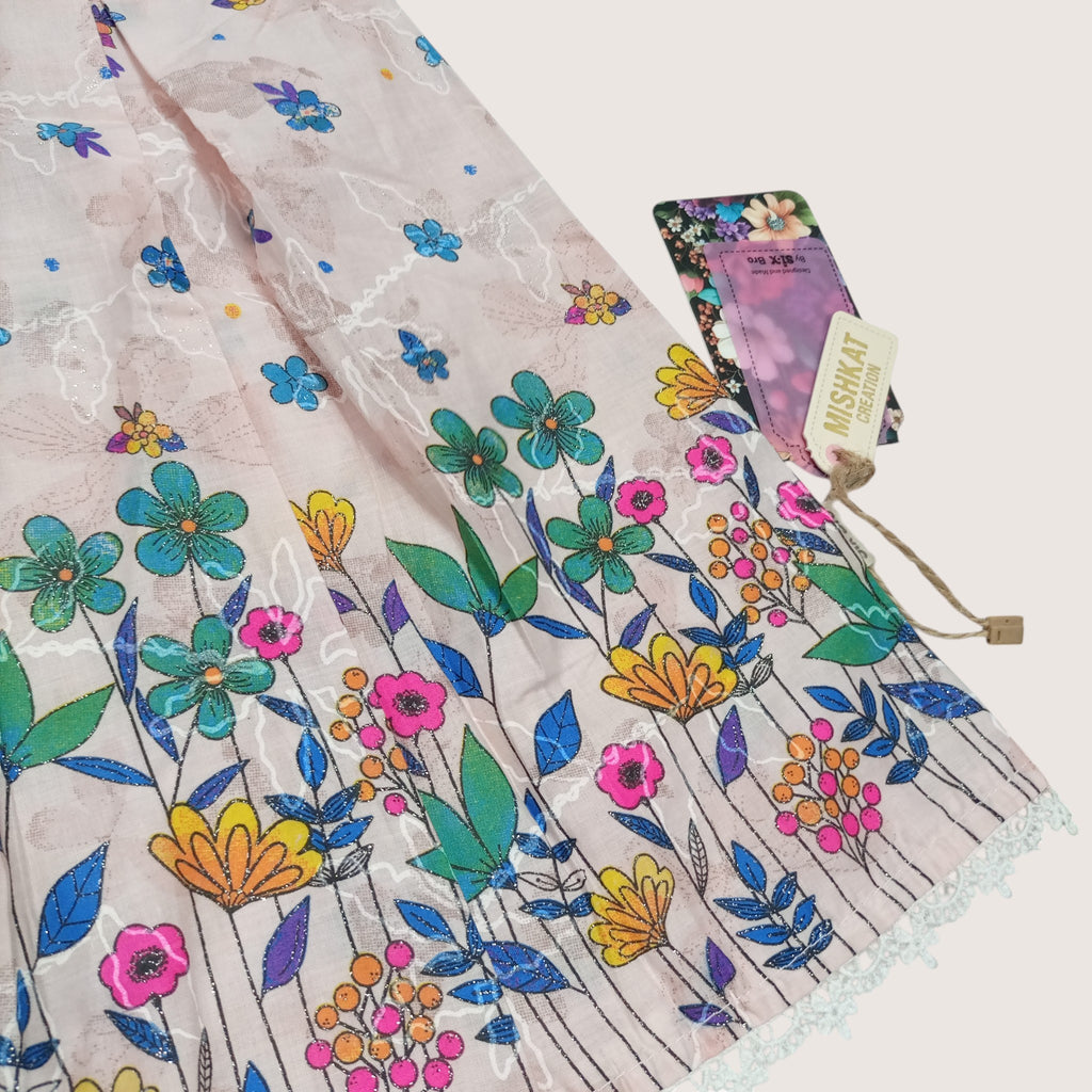Girls Floral Frock with White Palazzo Pants