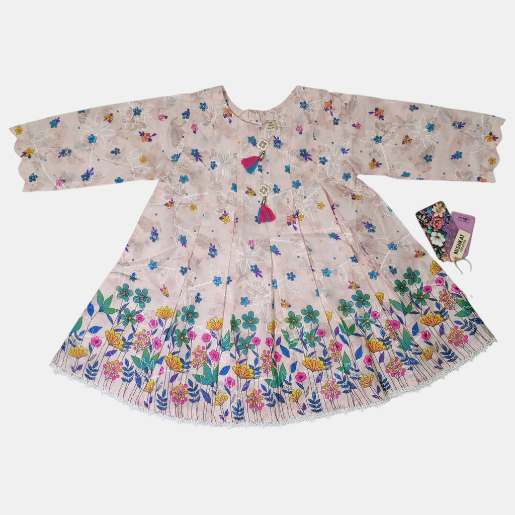Girls Floral Frock with White Palazzo Pants