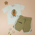 Skater Bear Graphic Tee & Sports Shorts Set